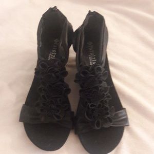 Patrizia black wedge sandals size 7